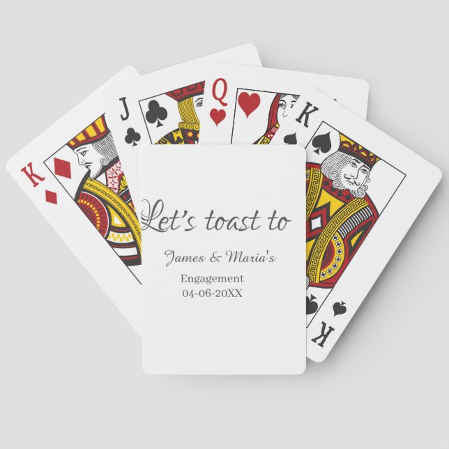Let's toast to engagement party name date elegant  playing cards (Back)