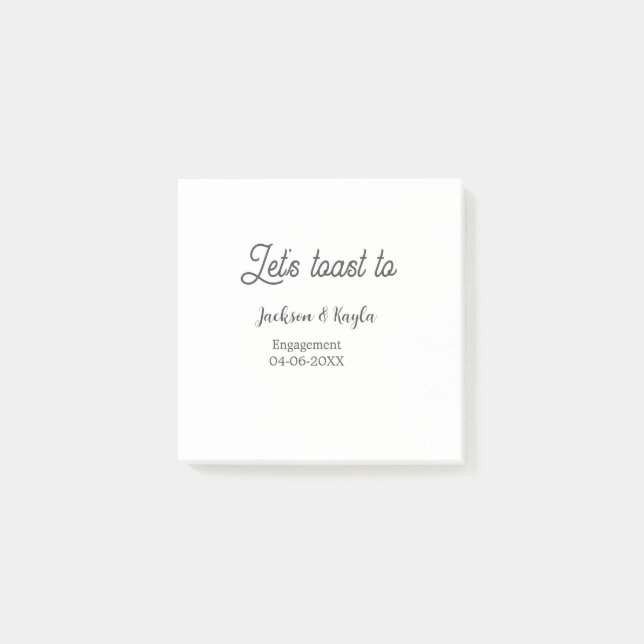 Let's toast to engagement party name date elegant  post-it notes (Front)