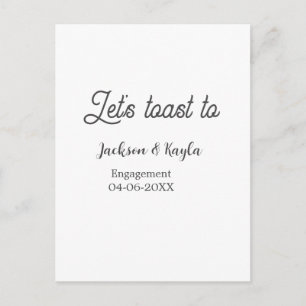 Let's toast to engagement party name date elegant  postcard