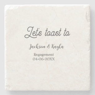Let's toast to engagement party name date elegant stone coaster