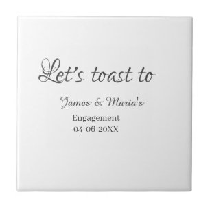 Let's toast to engagement party name date elegant  tile