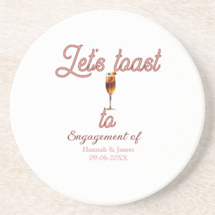 Let's toast to engagement party name date glass coaster