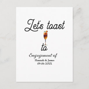 Let's toast to engagement party name date glass postcard