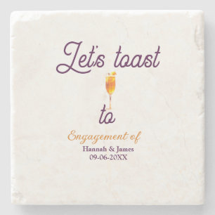Let's toast to engagement party name date glass stone coaster