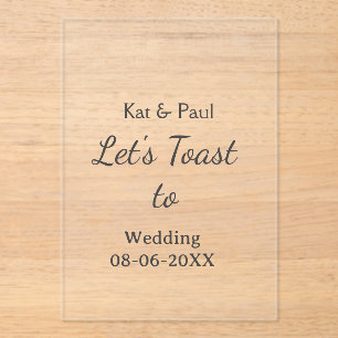Let's toast to wedding add name date simple couple acrylic invitations