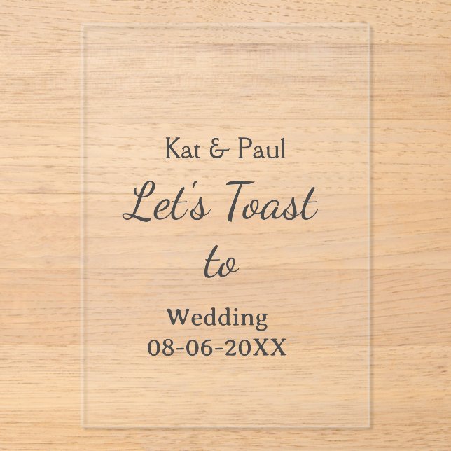 Let's toast to wedding add name date simple couple acrylic invitations (Front)