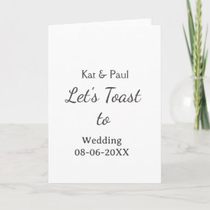 Let's toast to wedding add name date simple couple card