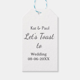 Let's toast to wedding add name date simple couple gift tags