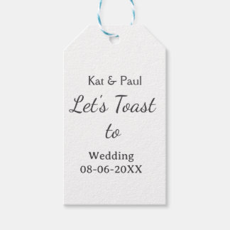 Let's toast to wedding add name date simple couple gift tags