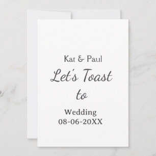 Let's toast to wedding add name date simple couple invitation