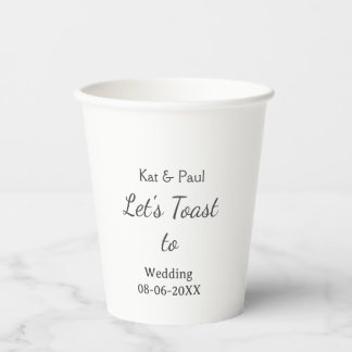 Let's toast to wedding add name date simple couple paper cups