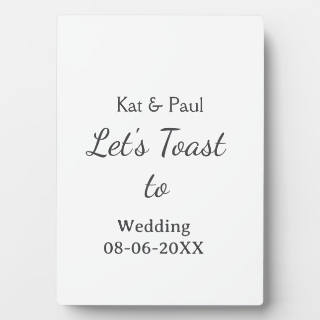Let's toast to wedding add name date simple couple plaque (Front)