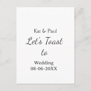Let's toast to wedding add name date simple couple postcard