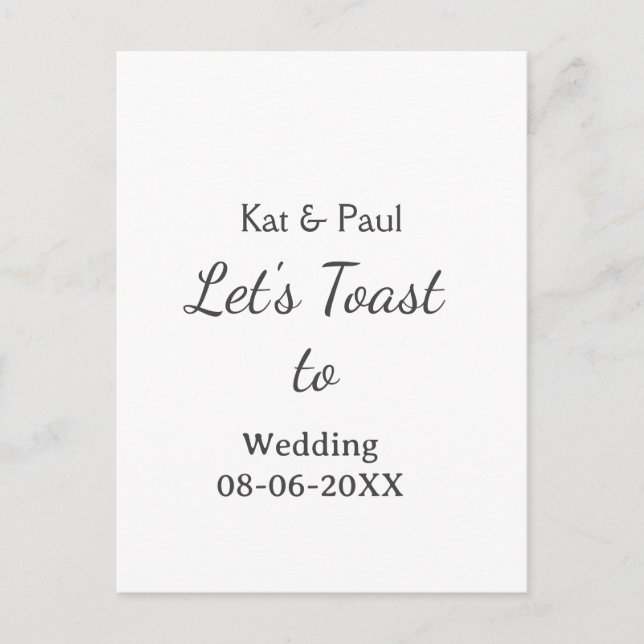 Let's toast to wedding add name date simple couple postcard (Front)