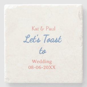 Let's toast to wedding add name date simple couple stone coaster