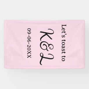 Let's toast to wedding engagement name letter pink banner