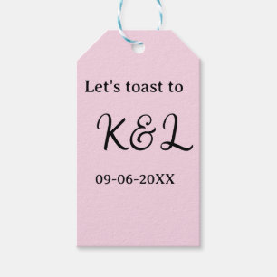 Let's toast to wedding engagement name letter pink gift tags