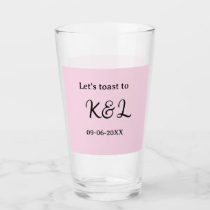 Let's toast to wedding engagement name letter pink glass