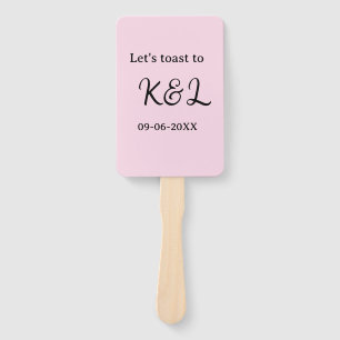 Let's toast to wedding engagement name letter pink hand fan