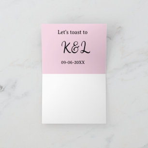 Let's toast to wedding engagement name letter pink thank you card