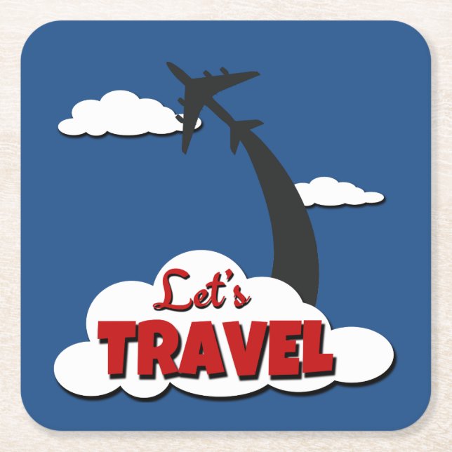 Let's travel square paper coaster (Front)