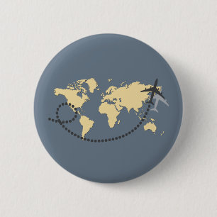 Let's travel the world illustration 6 cm round badge