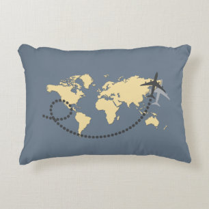 Let's travel the world illustration decorative cushion
