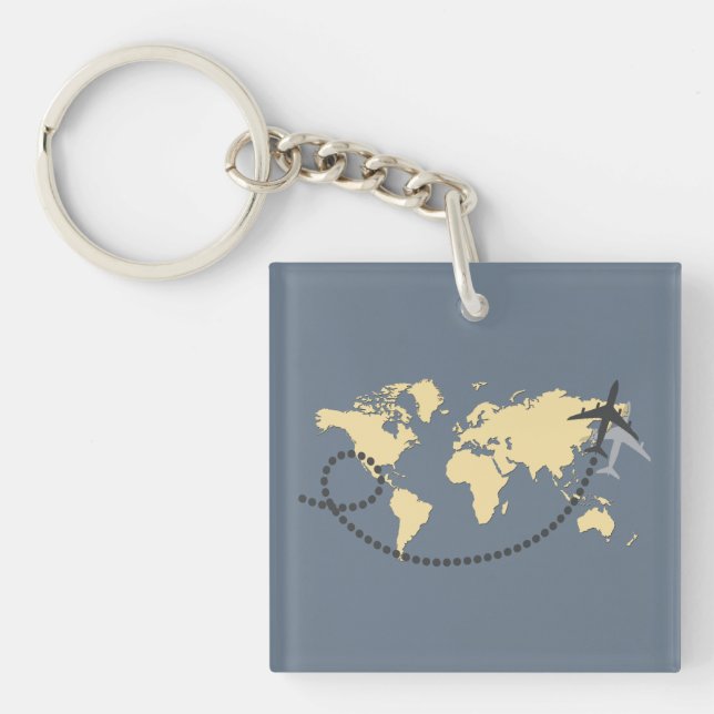 Let's travel the world illustration key ring (Front)