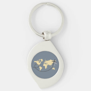 Let's travel the world illustration key ring