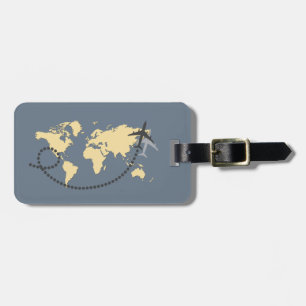 Let's travel the world illustration luggage tag