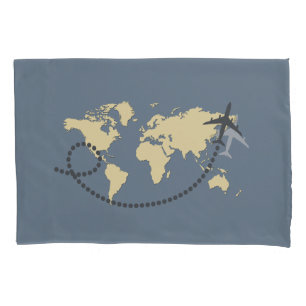 Let's travel the world illustration pillowcase