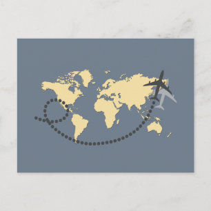 Let's travel the world illustration postcard