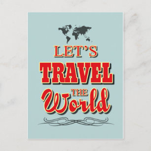 Let's travel the world postcard