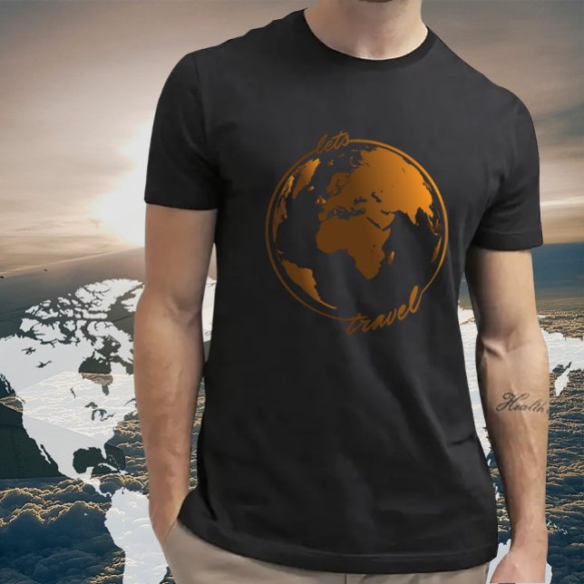 Let's Travel | Travel Lover | World Map T-Shirt (World Map T-Shirt)