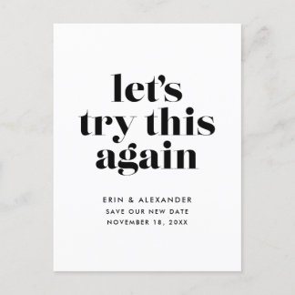 Let's Try This Again Change the Date Wedding Announcement Postcard