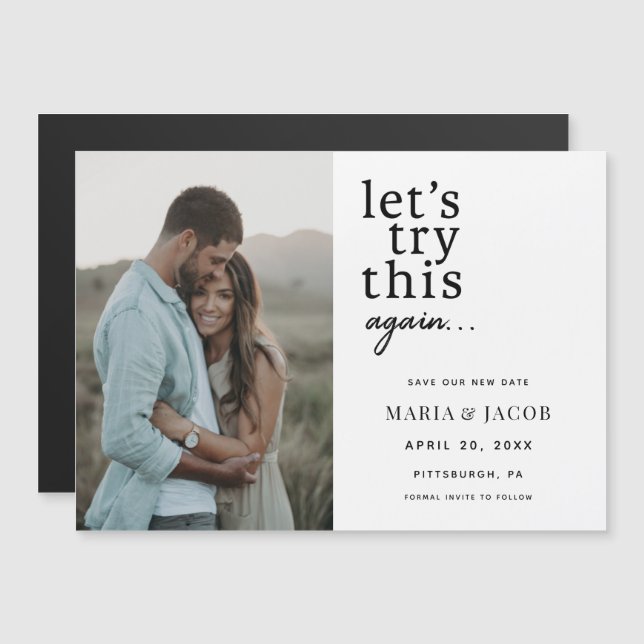 Let's Try this Again Change the date Wedding Magnetic Invitation (Front/Back)