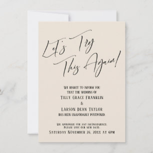 Let's Try This Again Cream Postponed Wedding Card