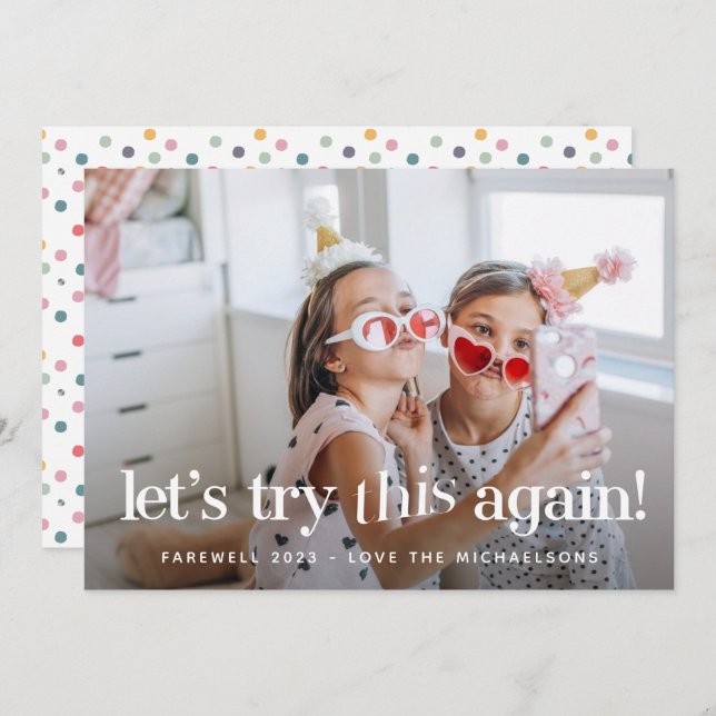 "Let's Try This Again" Dots Holiday Photo Card (Front/Back)