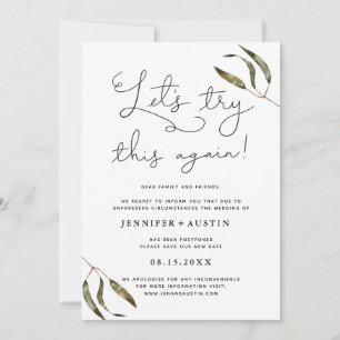 Let's Try This Again Rustic Greenery Wedding Save The Date