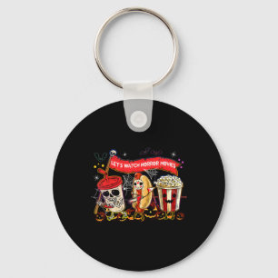 Lets Watch Horror Movies Halloween Funny Ghost Ske Key Ring