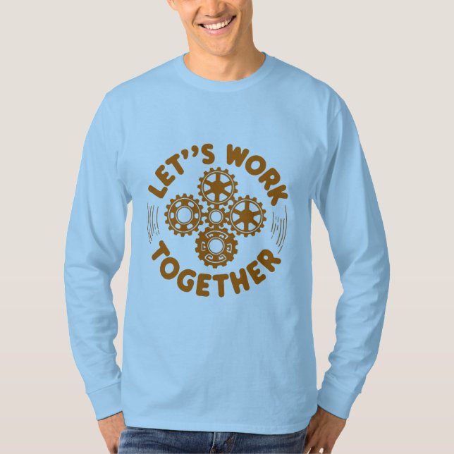 Let's work together basic long sleeve light blue T-Shirt (Front)