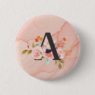 Letter A 6 Cm Round Badge
