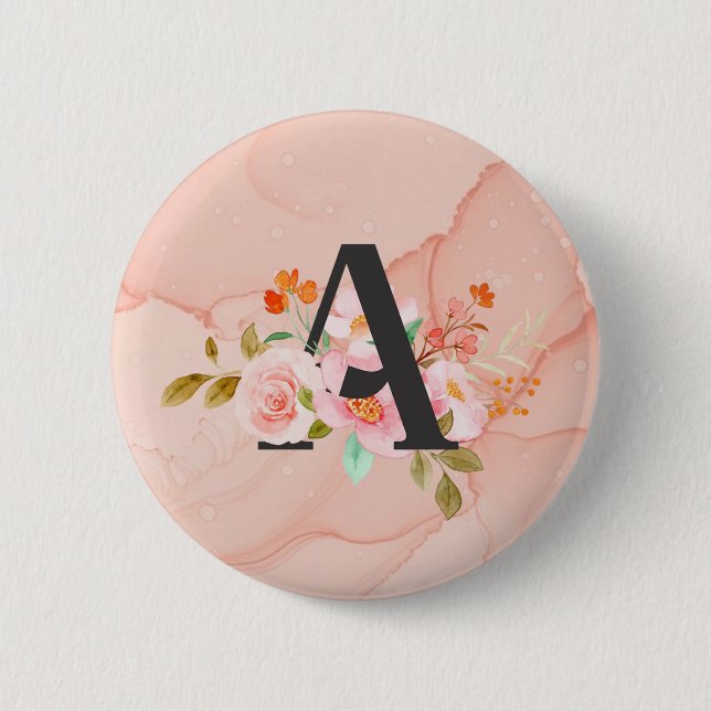 Letter A 6 Cm Round Badge (Front)