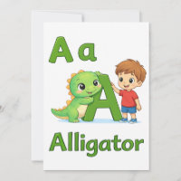 Letter A Alphabet Postcard – A is for Alligator