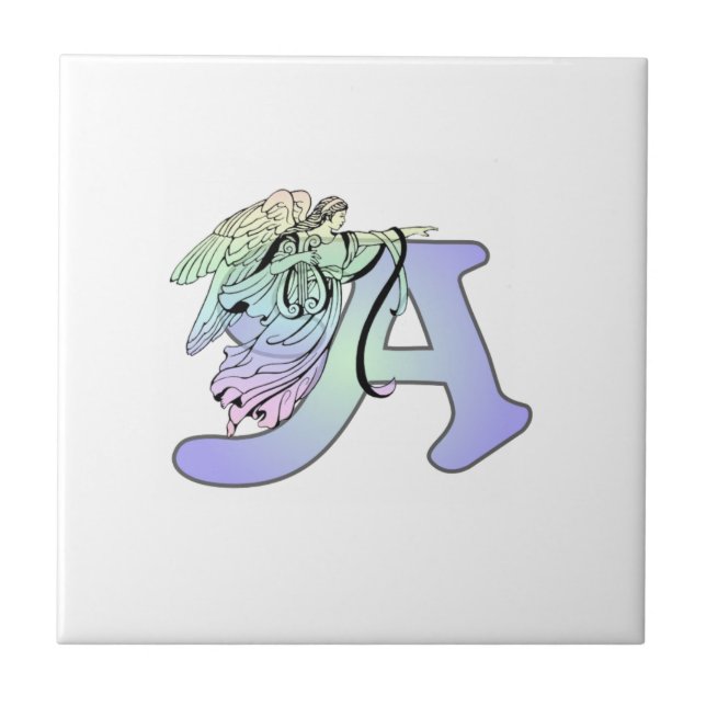 Letter A angel monogram alphabet initial Tile (Front)