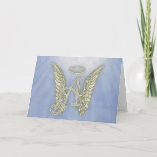 Letter A Angel Monogram Note Card