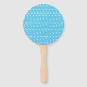 Letter A - Aqua Blue Monogram Initial Hand Fan