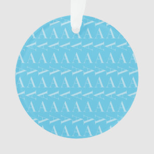 Letter A - Aqua Blue Monogram Initial Ornament
