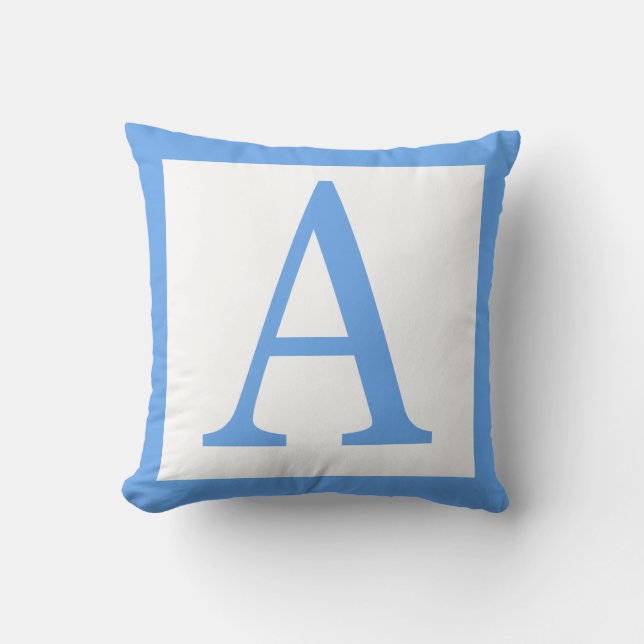 Letter A Baby Blue Border Cushion (Front)