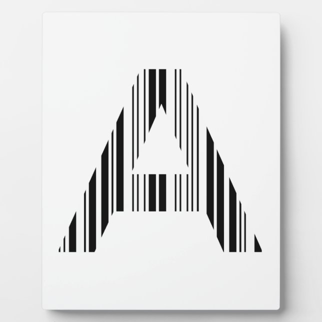 LETTER A BAR CODE First Initial Barcode Pattern Plaque (Front)